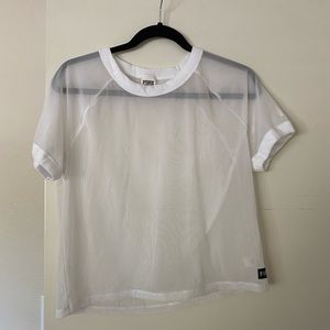 white mesh cropped shirt from Pink